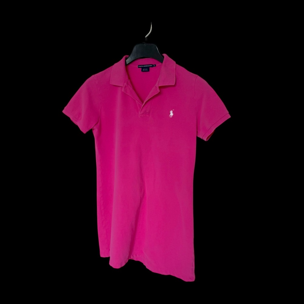 Ralph Lauren Sport Womens Hot Pink Cotton Pique Short Sleeve Polo Shirt Large